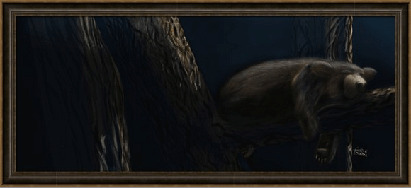 The Sleeping Black Bear When Sarah Elvidge and I first talked about the creation of the children's book,, I wanted to do something that was completely different from my comic strip experience of Frodo the Sheltie; to capture the essence of wildlife resting in peace, so much so that the reader would want to reach out to run their hand through their fur. This particular painting of mine reminds me of this goal I had in mind.