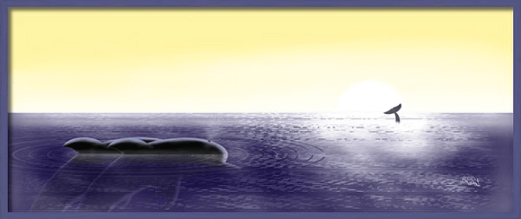 The Sleeping Dolphins I've always been fascinated with dolphins and their relationship with humanity. So when I was offered the opportunity to paint this noble creature for Sarah, I was very delighted. Showing two dolphins resting in the sunset while another is playing in the distance was my way of telling the reader that their is no set time for dolphins to sleep.