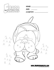 Frodo the Sheltie colouring page of Baiana