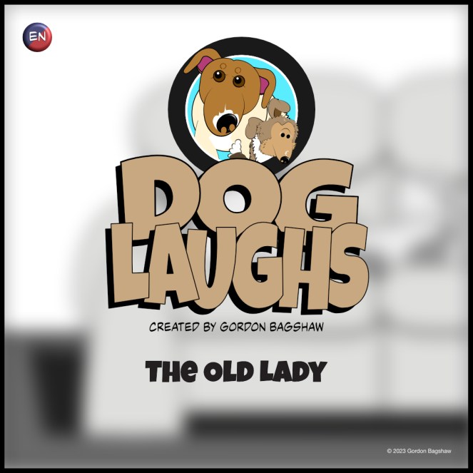 This is "Dog Laughs," a comic strip by Gordon Bagshaw. Title: "The Old Lady." Number of panels: 3. The following three images correspond to each panel of the comic strip. Setting: Amarela, the old family dog, is taking a nap on the couch, but this Rhodesian Ridgeback's world is about to change in a big way by a little fellow. Picture this: You're tired after a long day of doing nothing, so what do you want more than anything? You want to do more of nothing. Well, that ain't happening for old Amarela in today's comic strip.